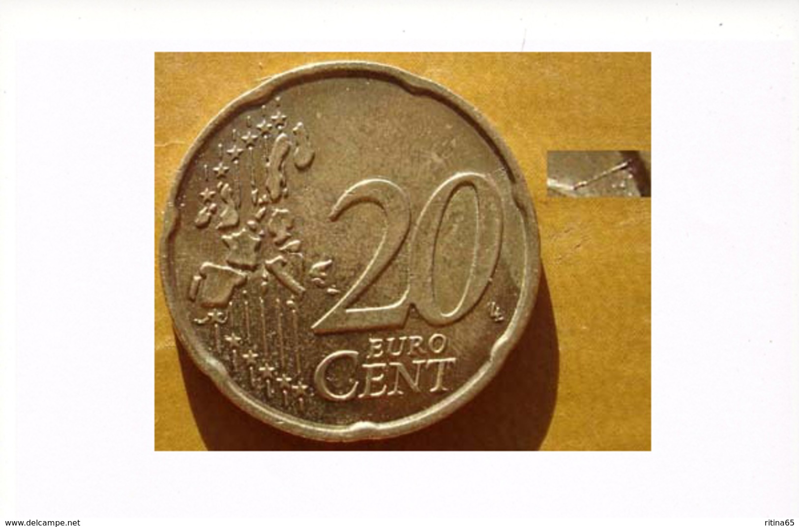 N. 21 ERRORE EURO !!! 20 CT. 2002 ITALIA FRATTURA !!! - Varietà E Curiosità