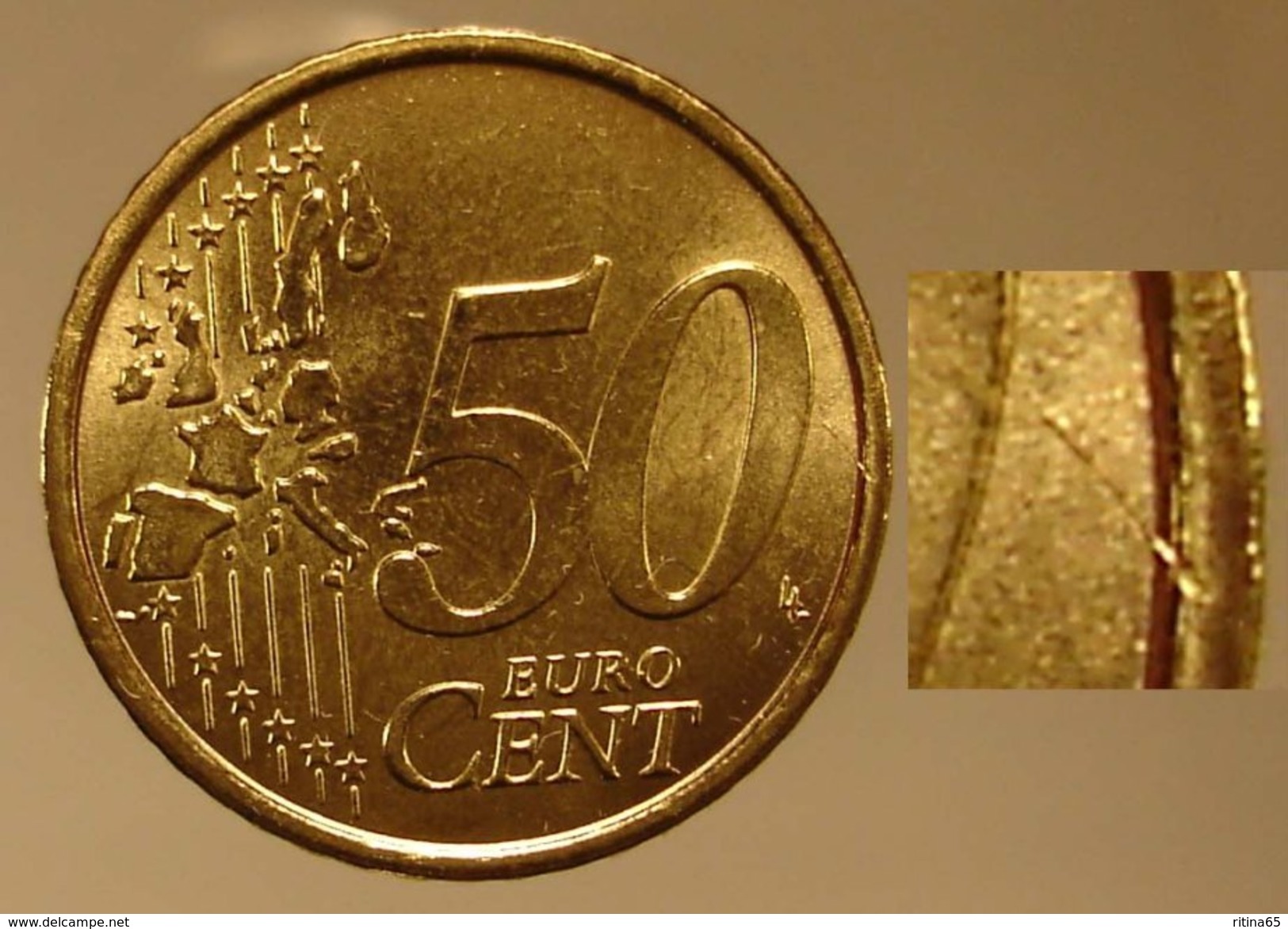 N. 24 ERRORE EURO !!! 50 CT. 2002 ITALIA FRATTURA !!! - Errors And Oddities