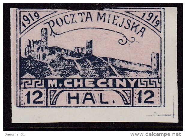 POLAND Checiny Local 1919 12 Hal Imperf Mint - Varietà E Curiosità