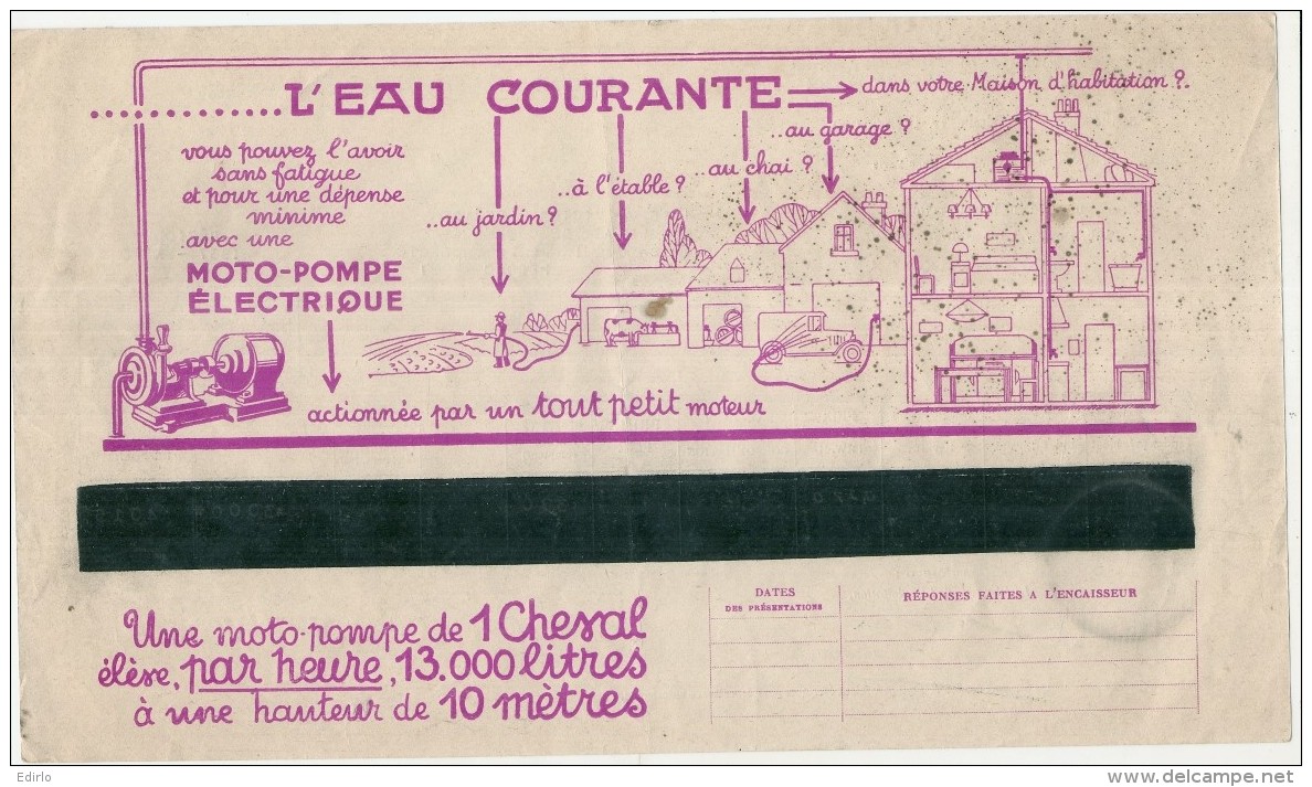 FACTURE  électricité Avec Pub Illustrée -  Energie électrique Du Sud Ouest  - 1937 - L'eau Courante  ... - 1900 – 1949