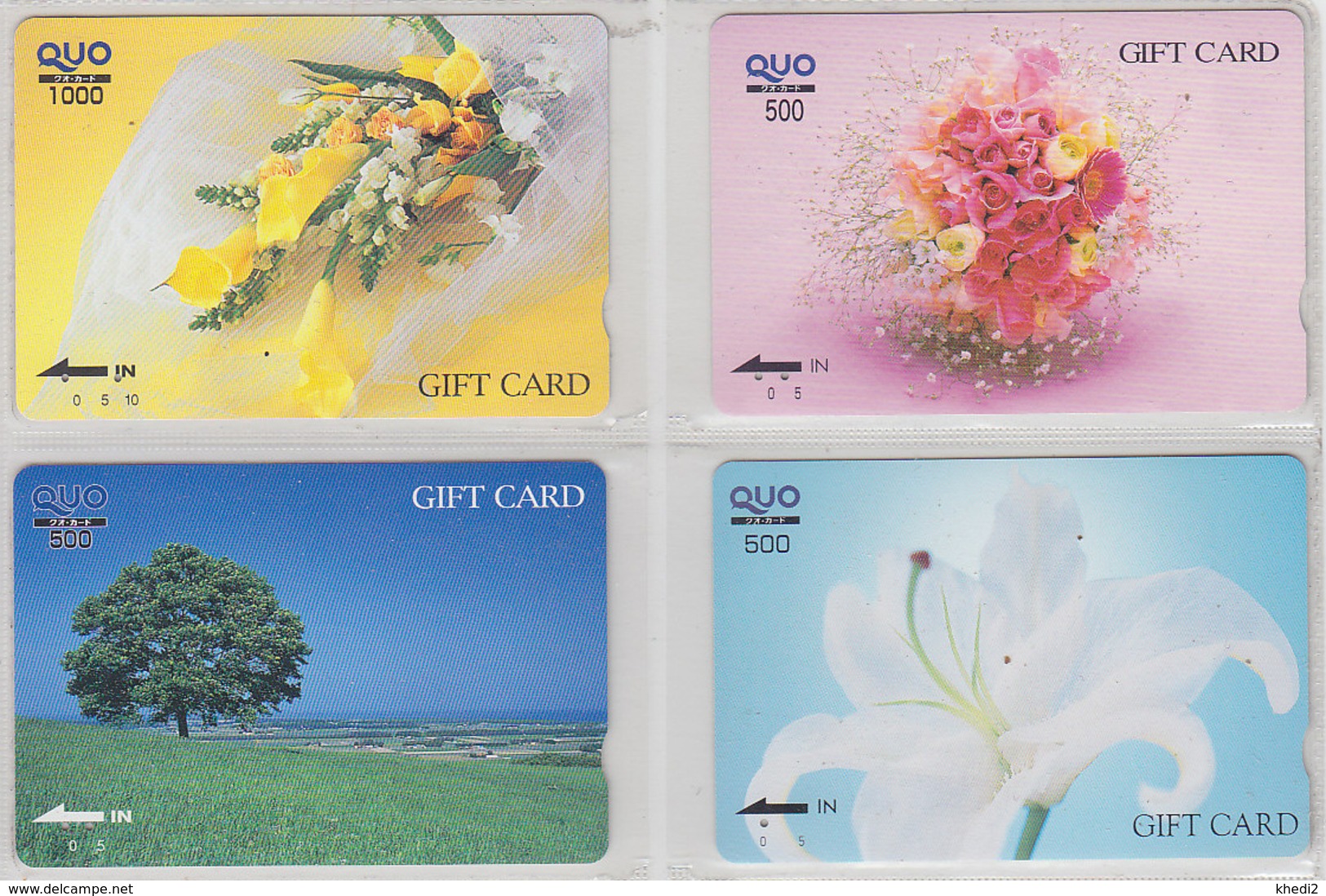 LOT De 4 Cartes Japon - FLEUR & ARBRE -  FLOWER & TREE Japan Prepaid Cards - Blume Quo Gift Karten - Carte Cadeau - 2015 - Collections