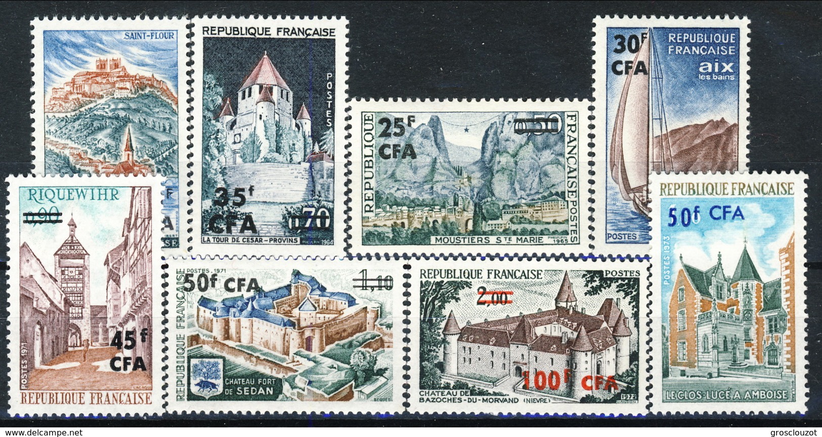 Reunion 1964 - 1073 Gli Otto Valori Della Serie Turistica CFA - MNH Cat. &euro; 12.60 - Nuovi