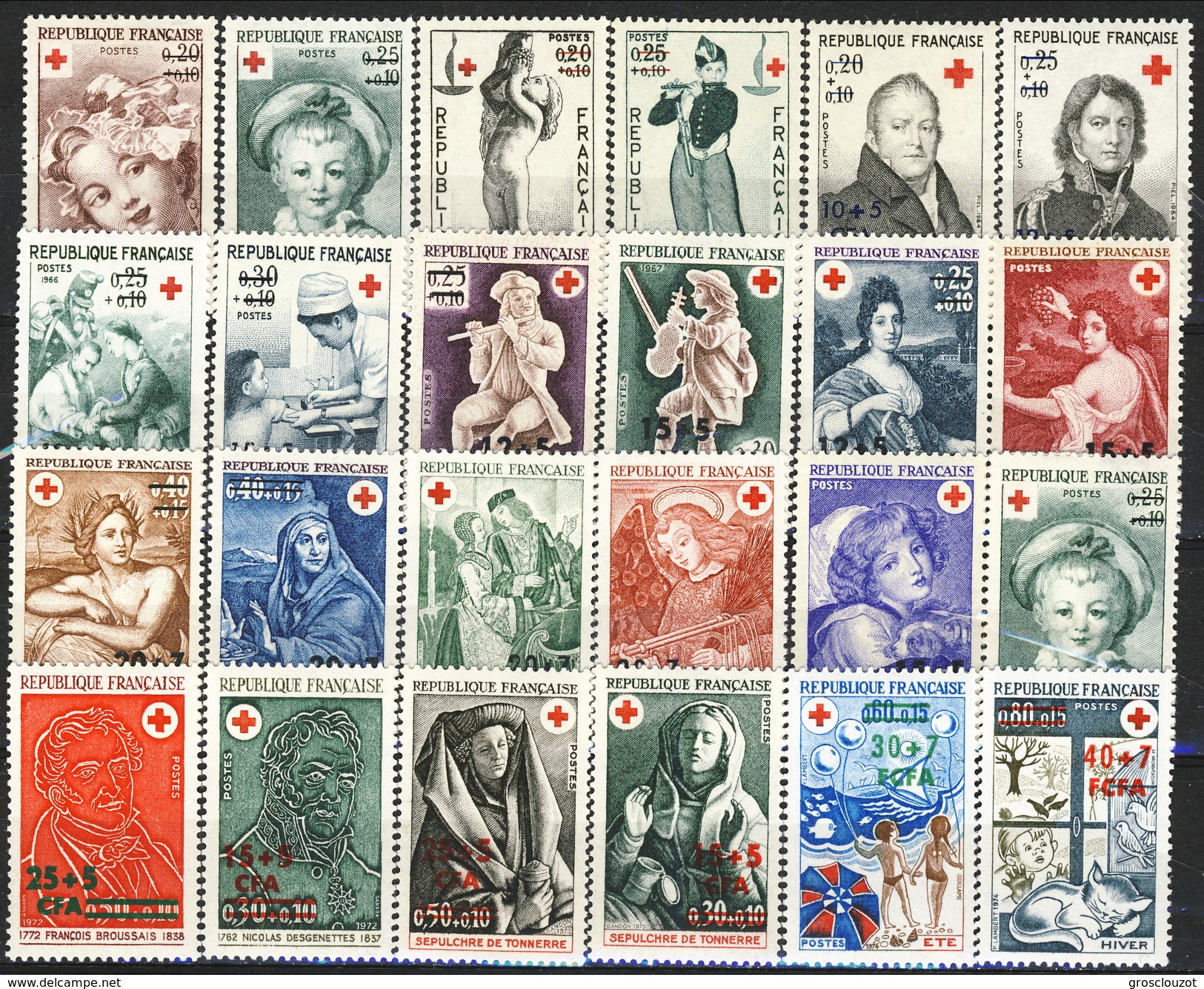 Reunion 1962 - 74 N. 12 Serie Pro Croce Rossa CFA - MNH Cat &euro; 55 - Nuovi