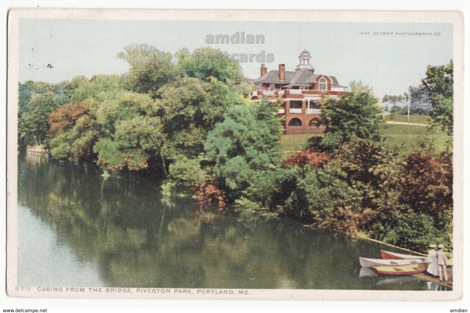 PORTLAND ME MAINE, RIVERTON PARK CASINO VIEW From BRIDGE C1910s Vintage Postcard [6961] - Portland