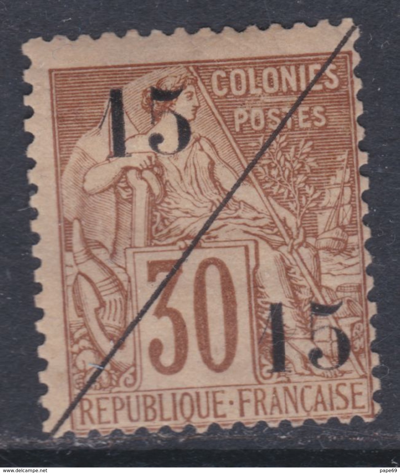 Cochinchine  N° 5 X Timbre Des Colonies Françaises Surchargé : 15+ 15  Sur 30c. Brun  Trace De Charnière Sinon TB - Autres & Non Classés