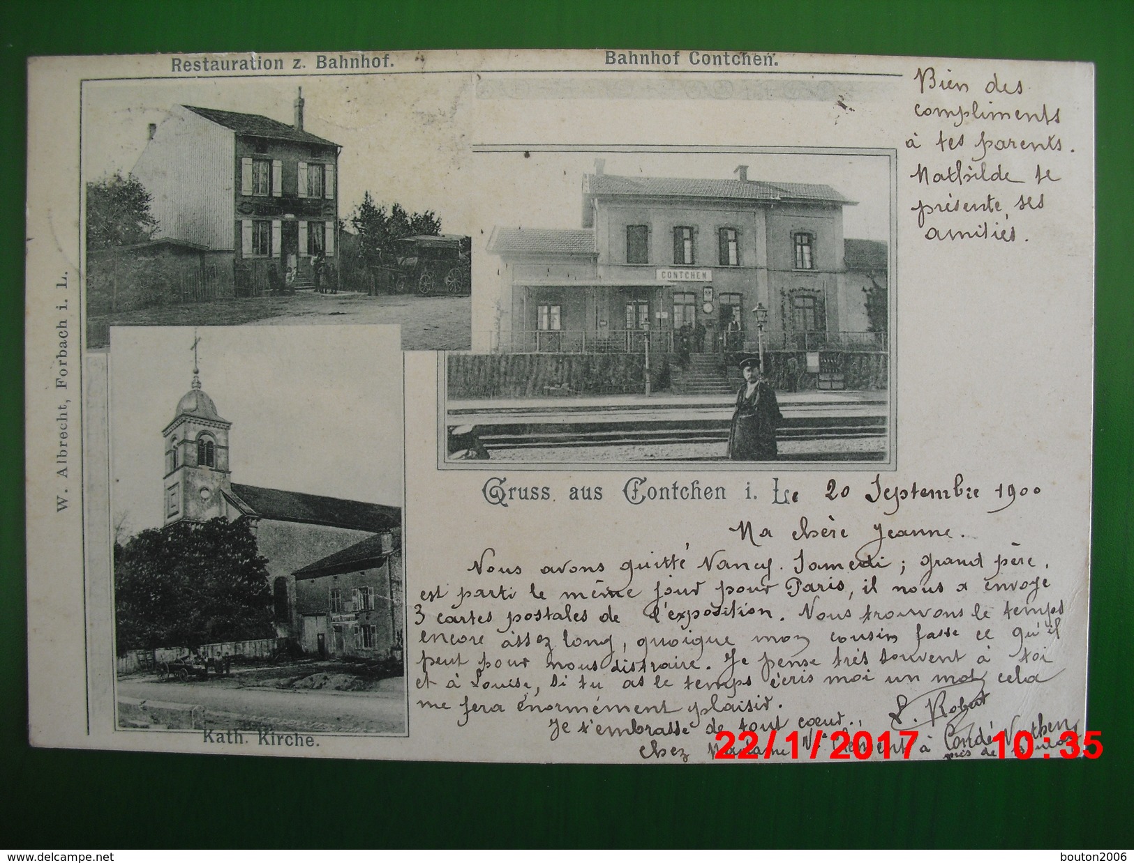 Condé Northen 1900 Contchen Gare, Eglise Et Restaurant Près De Boulay - Boulay Moselle