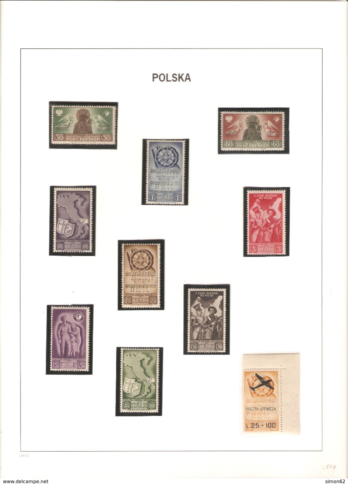 POLOGNE TIMBRES D EXIL CORP POLONAIS  EN ITALIE SERIE COMPLETE  NEUF ** MNH    DE 1944 - Government In Exile In London