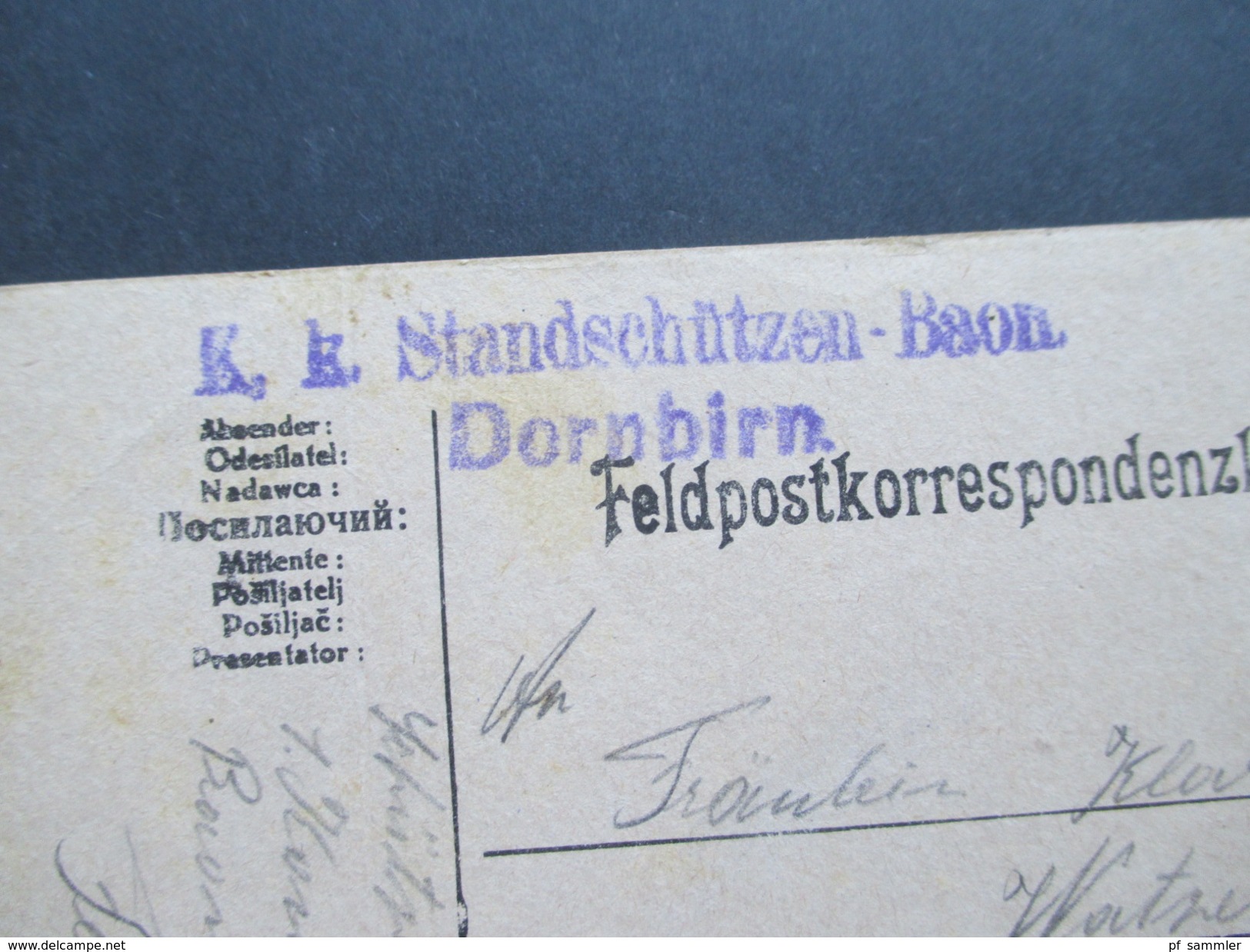 Österreich Feldpost 1916 K.u.K. Standschützen Baon Dornbirn. Feldpostamt 613 Mit Zeichnung Einer Hütte! - Briefe U. Dokumente