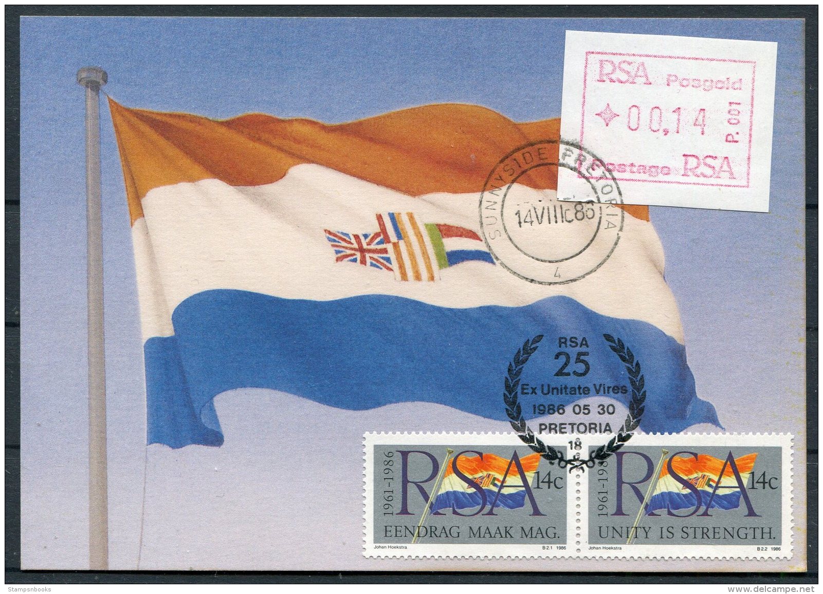 1986 South Africa Frama Flag Maxicard - Automatenmarken (Frama)