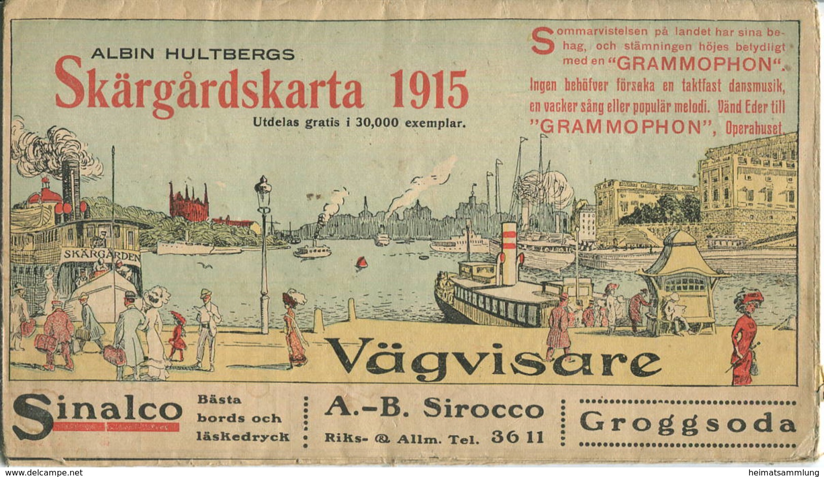 Skärgardskarta 1915 - Orienteringsplan Utgifven Af Albin Hultberg - 45cm X 60cm - Topographische Karten