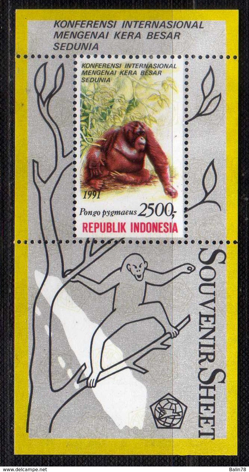 1991 - Indonesia - Sc. 1481 ª - MNH - IN-059 - Gorilla's