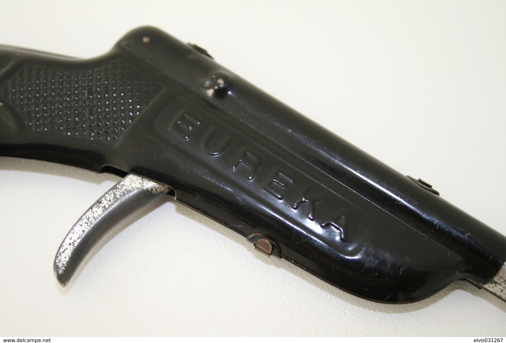 Vintage TOY GUN : EUREKA - L=21cm - 1930s - Keywords : Cap Gun - Cork Gun - Rifle - Revolver - Pistol - Tin - Decorative Weapons