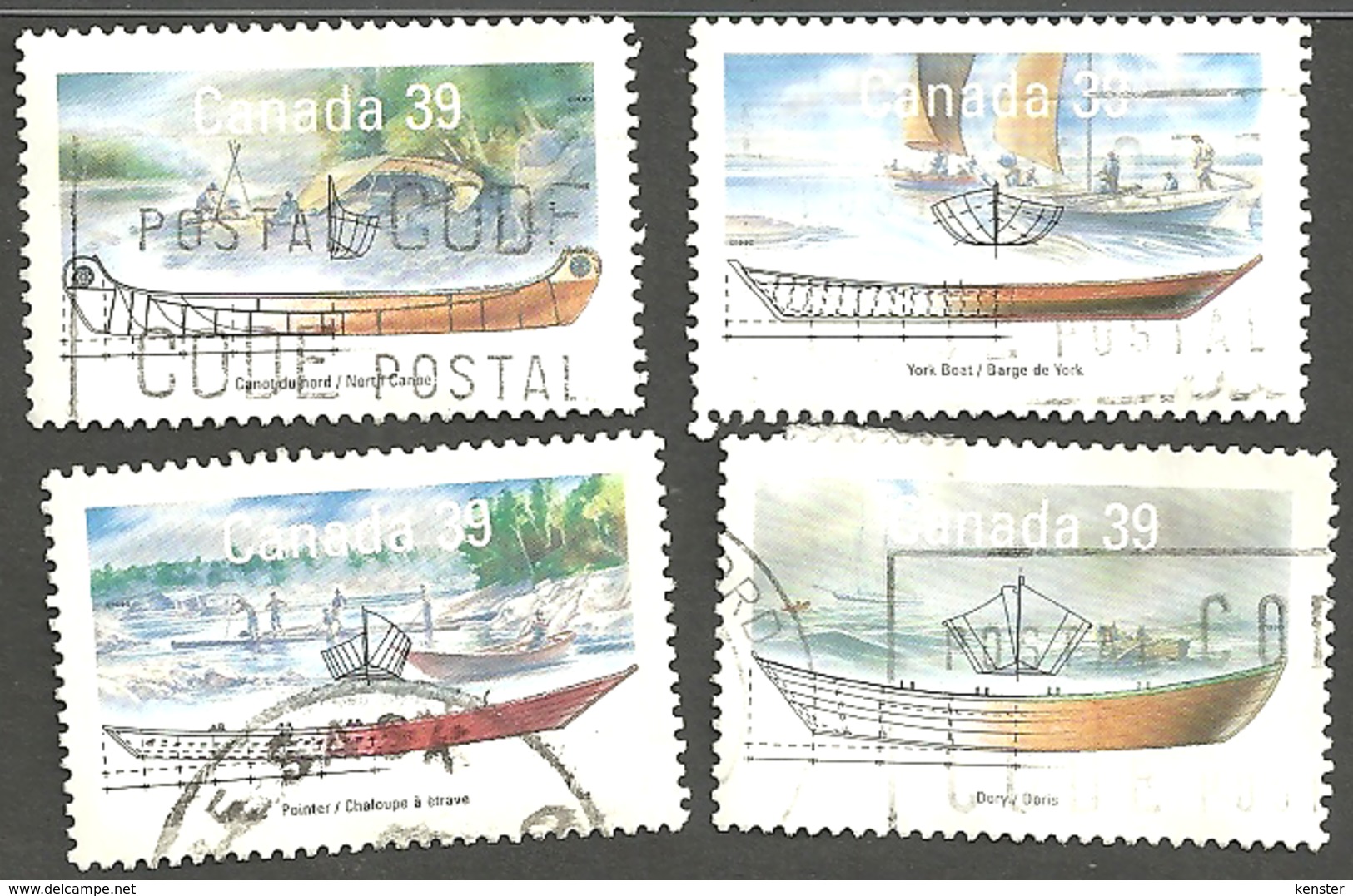 Sc. # 1266-69 Small Craft #2, Work Boats Set Used 1991 K1107 - Usati