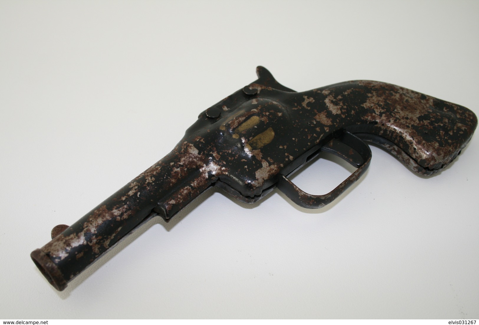 Vintage TOY GUN :  - L=19cm - 1930s - Keywords : Cap - Cork Gun - Rifle - Revolver - Pistol - Tin - Armes Neutralisées