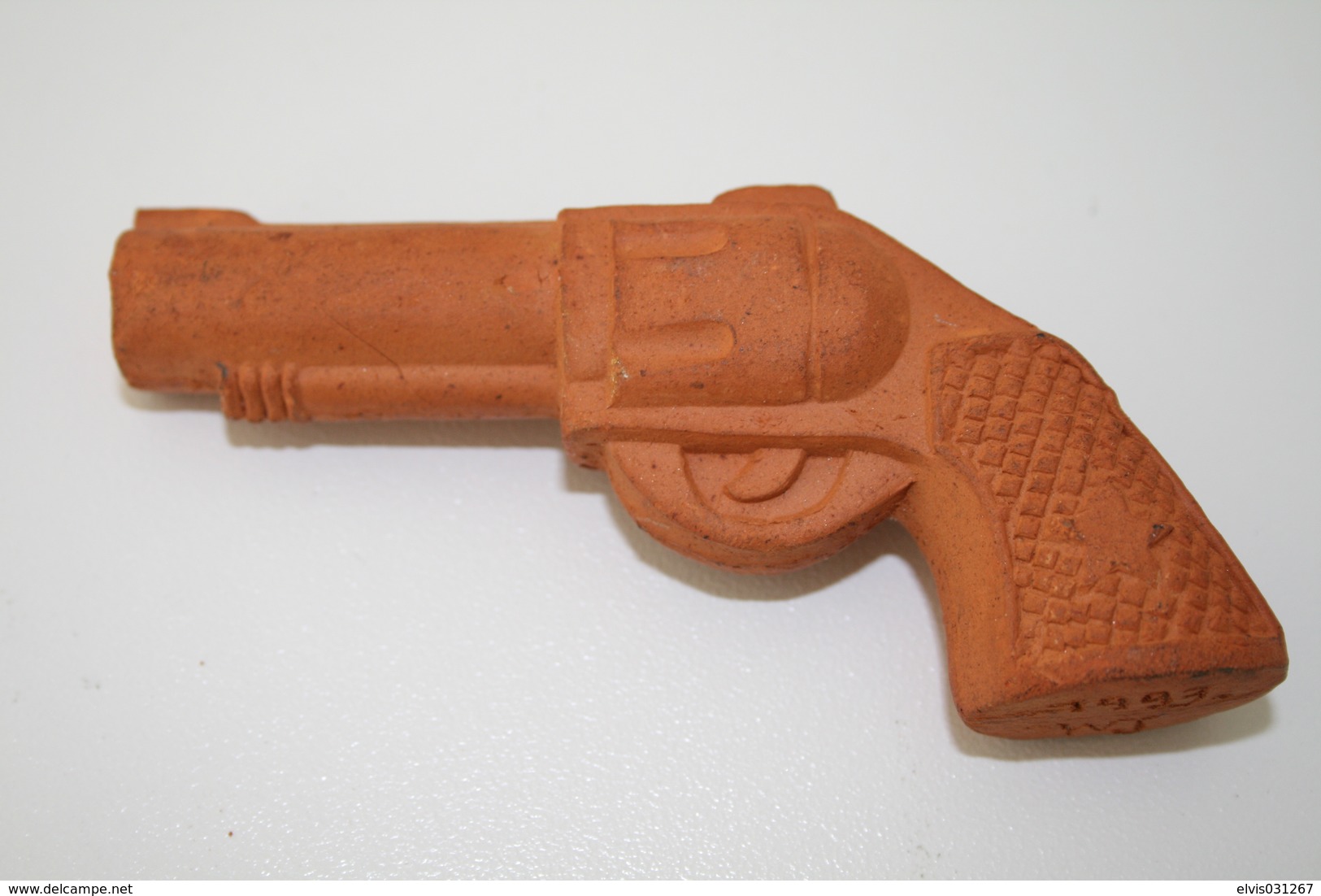 Vintage TOY GUN :  WJ Terracotta Gun - L=10cm - 1993 - Keywords : Cap - Cork Gun - Rifle - Revolver - Pistol - Tin - Decorative Weapons