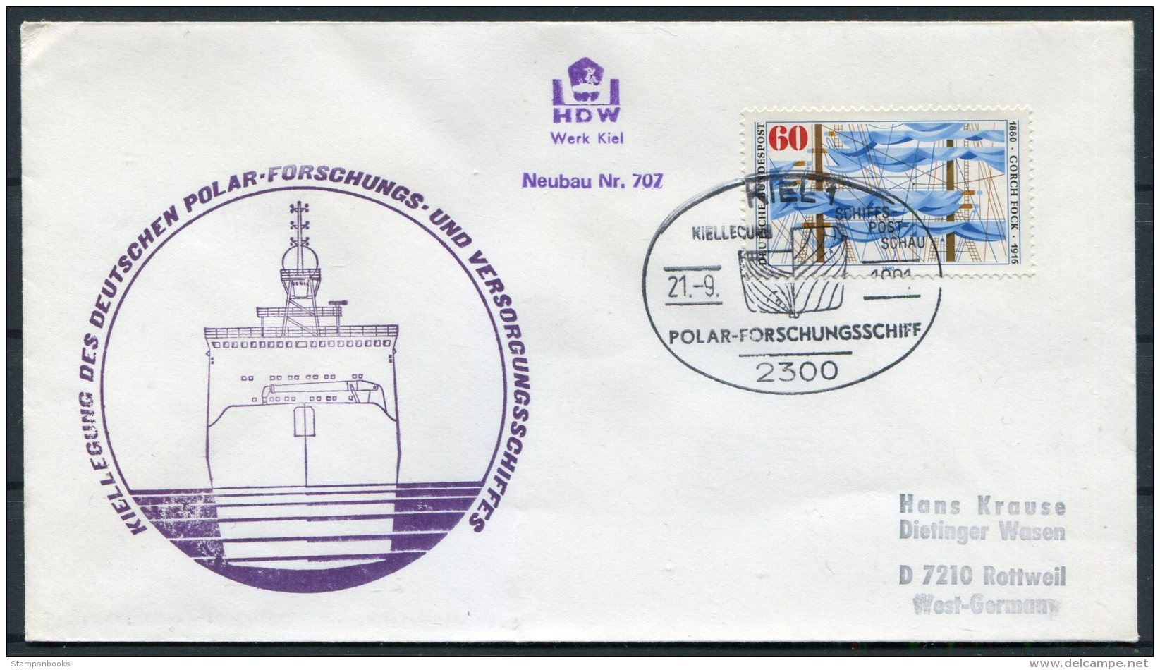 1981 Germany Kiel Polar Ship Cover - Polar Ships & Icebreakers