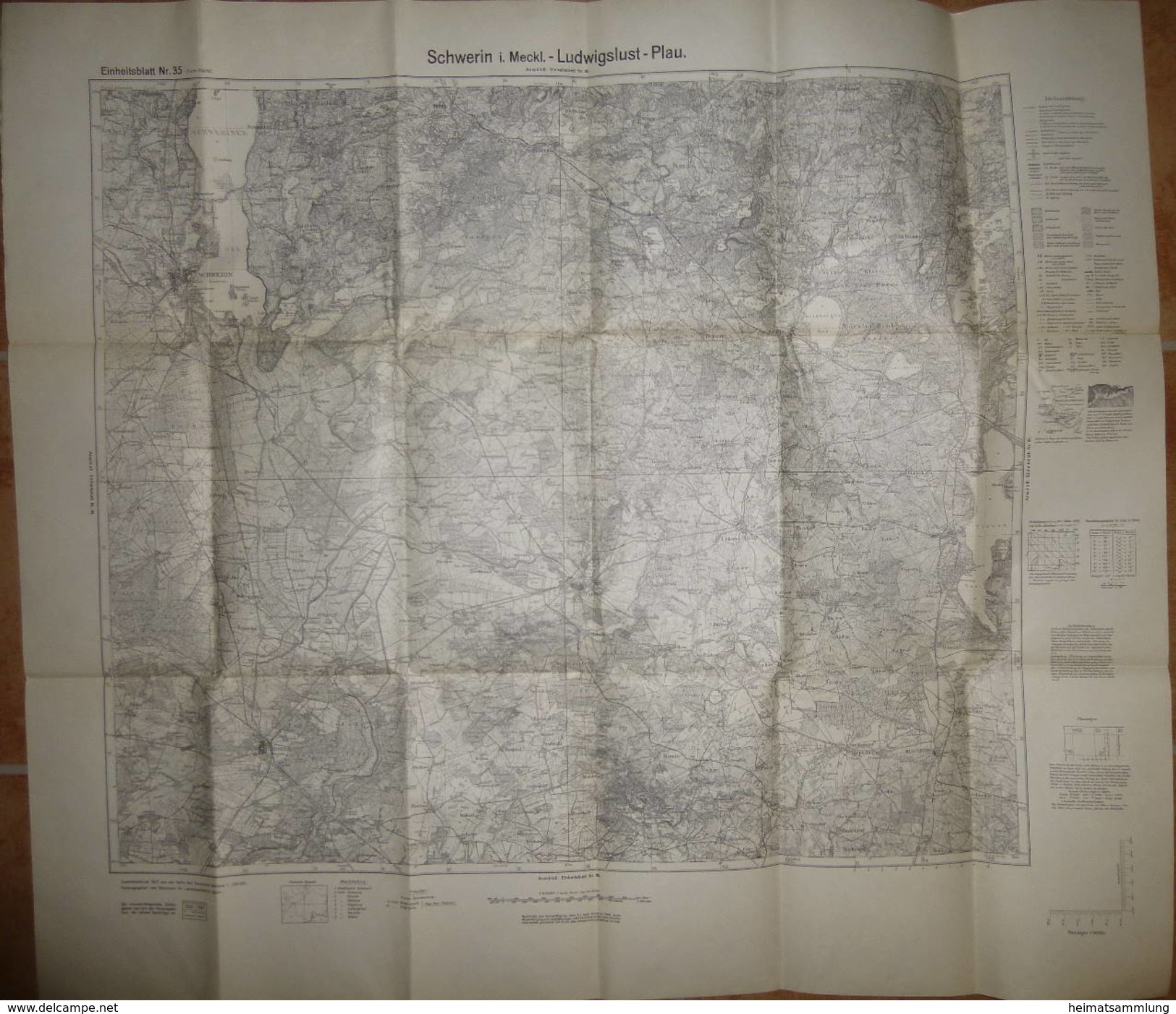 Einheitsblatt Nr. 35 - Schwerin I. Meckl. Ludwigslust - Plau - 1-cm-Karte 1937 - Topographische Karten