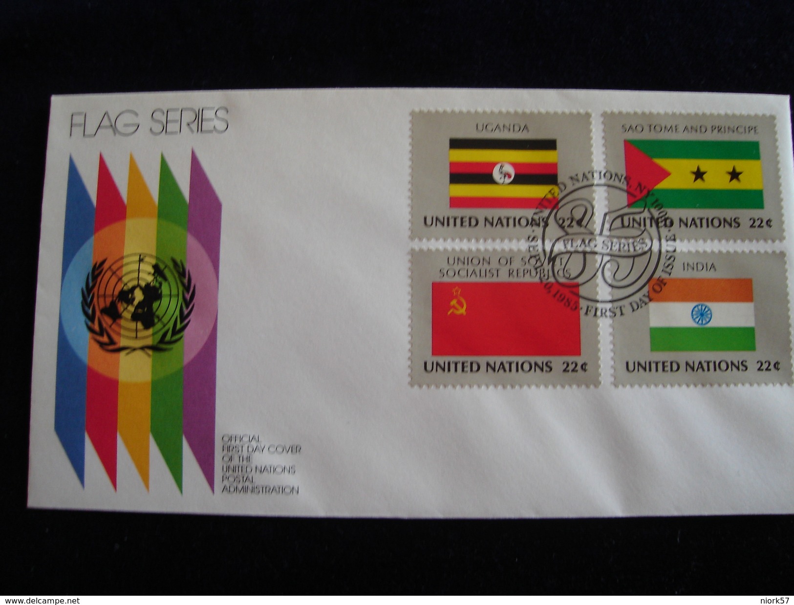 UNITED NATIONS FDC  1985 FLAGS - Briefe