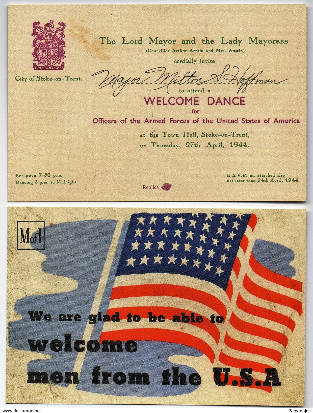 WW2 - Carton D'invitation Pour Les Officiers Américains En Angleterre - Avril 1944 - Documents