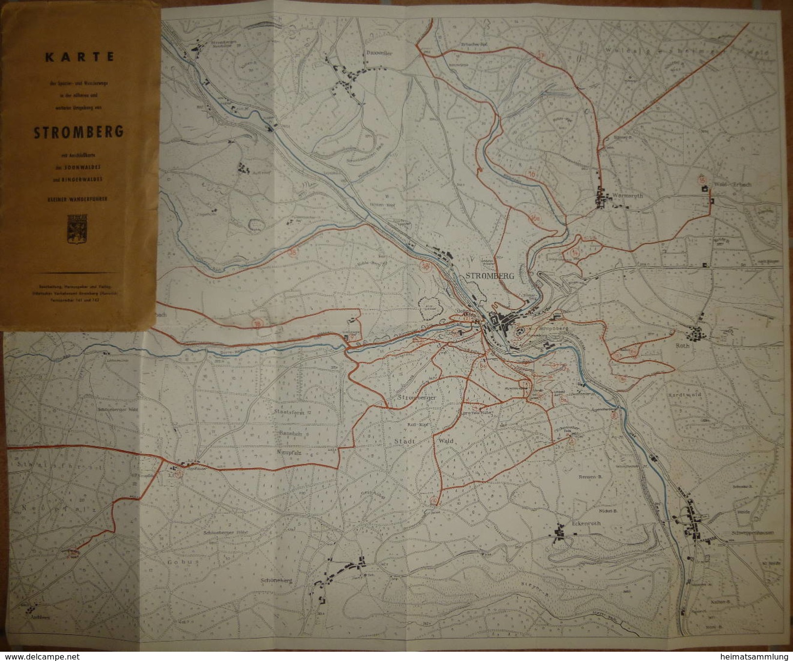 Stromberg 1956 - 56cm X 54cm - Maßstab 1:12'500 - Karte Der Spazier- Und Wanderwege In Der Näheren Und Weiteren Umgebung - Topographische Karten