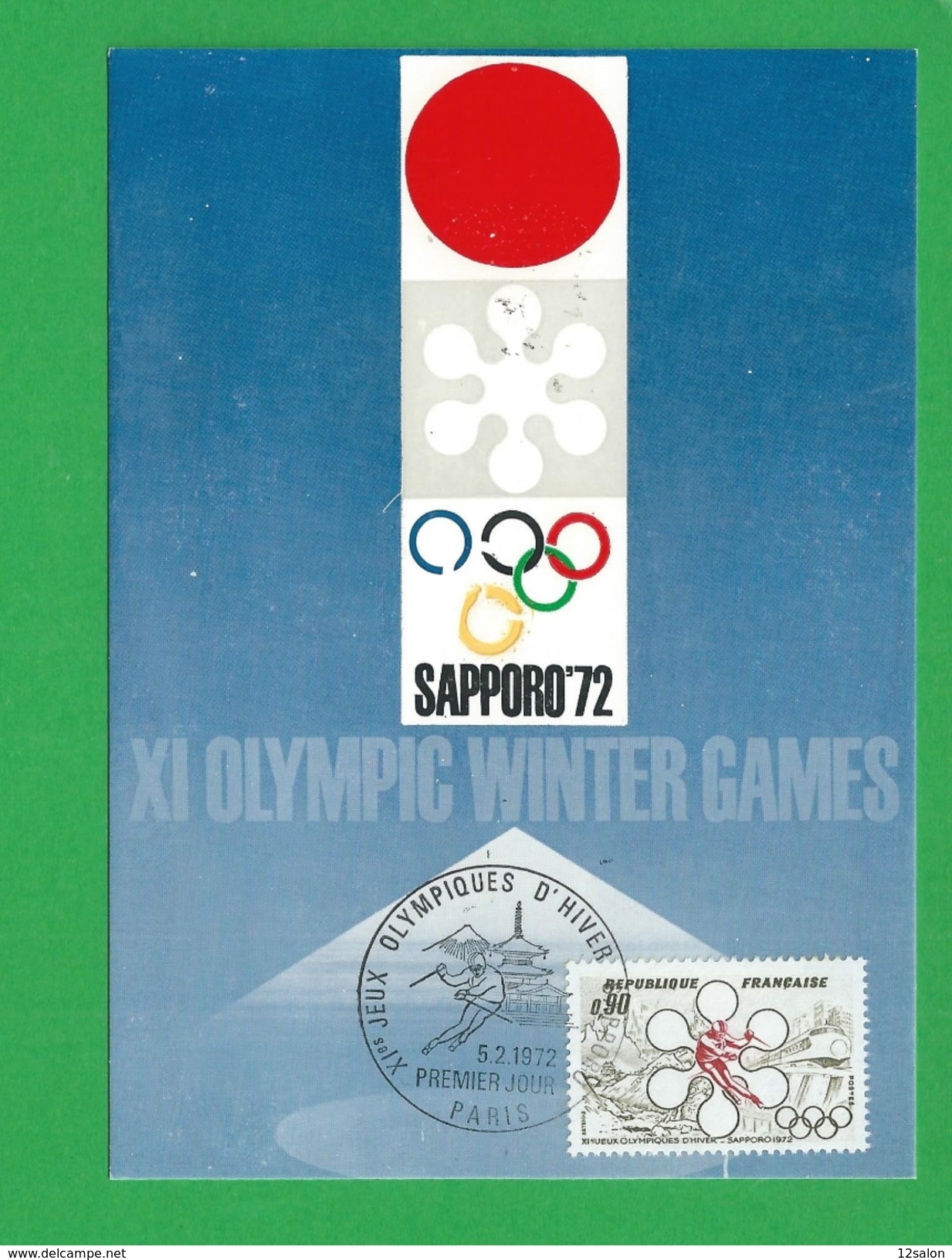 FRANCE CARTE MAXIMUM  N° 1705 Jeux Olympique De Sapporo Theme Ski Montagne Japon - 1970-1979
