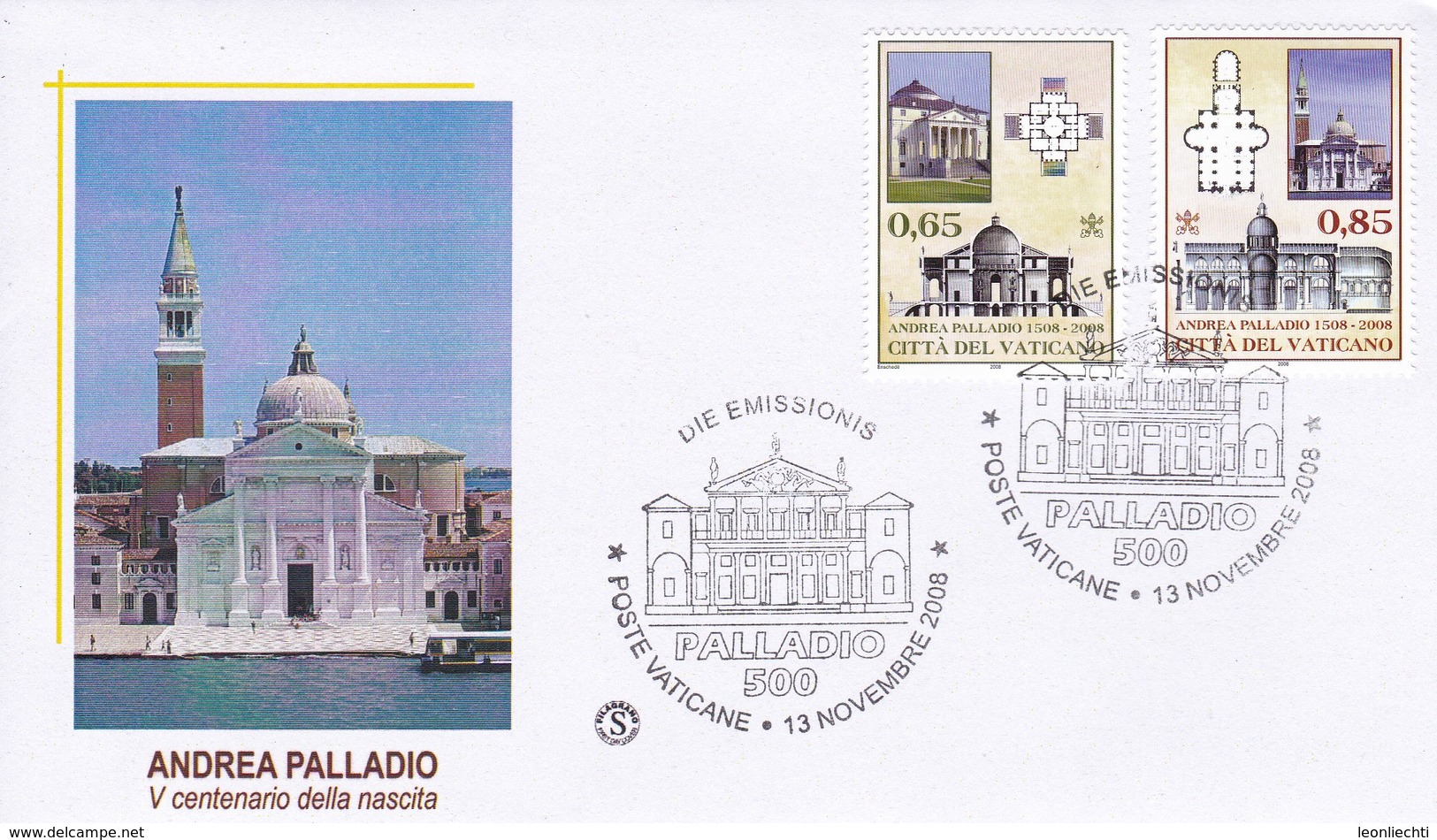 Vatikan, 2008 , 500. Geburtstag Von Andrea Palladio. Mi: 1623 + 1624 - FDC