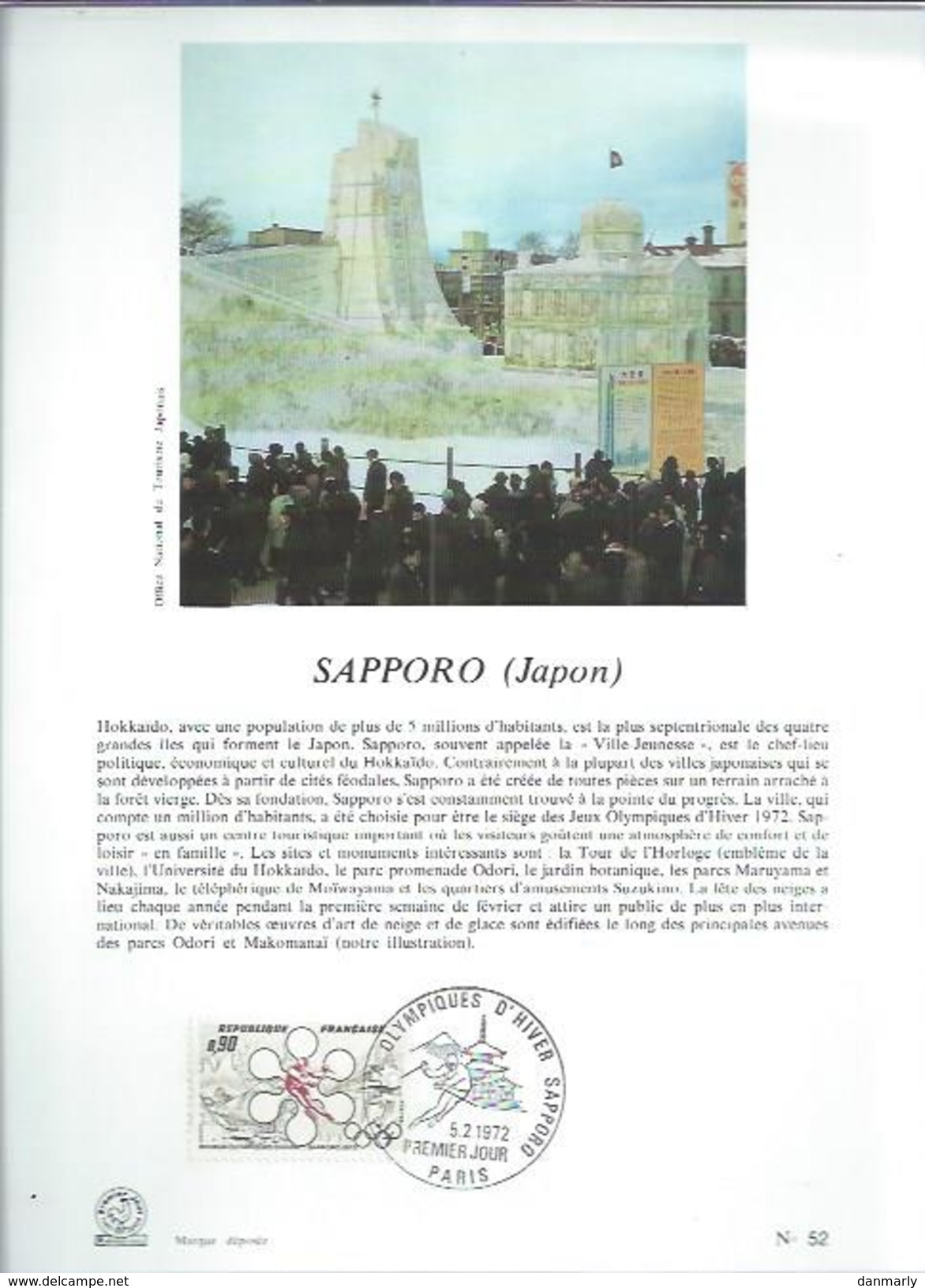 Document De La Poste : Y&T** N° 1705  " Sapporo, Japon " - Winter 1972: Sapporo