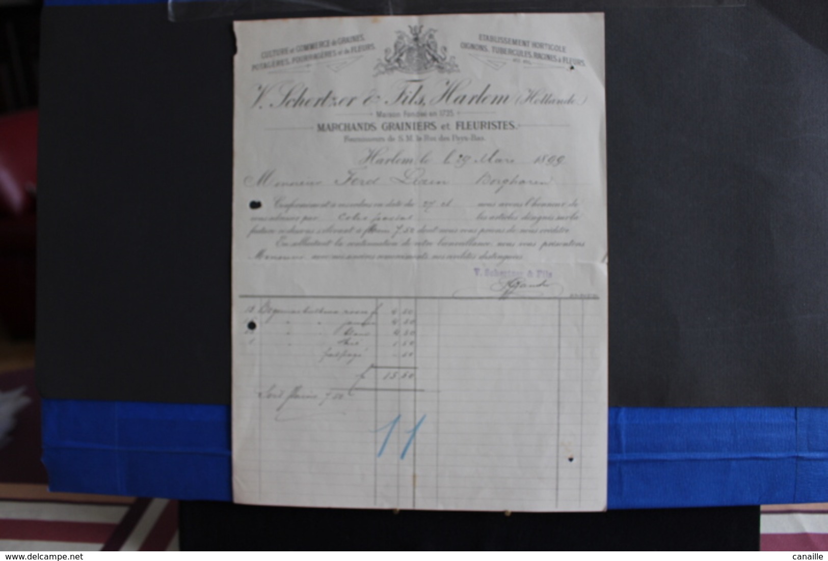 48/Hollande,Marchands De Grainiers&Fleuristes-V. Schertzer & Fils,Harlem.Fournisseur De S. M. Le Roi Des Pays-Bas-1899 - Landwirtschaft