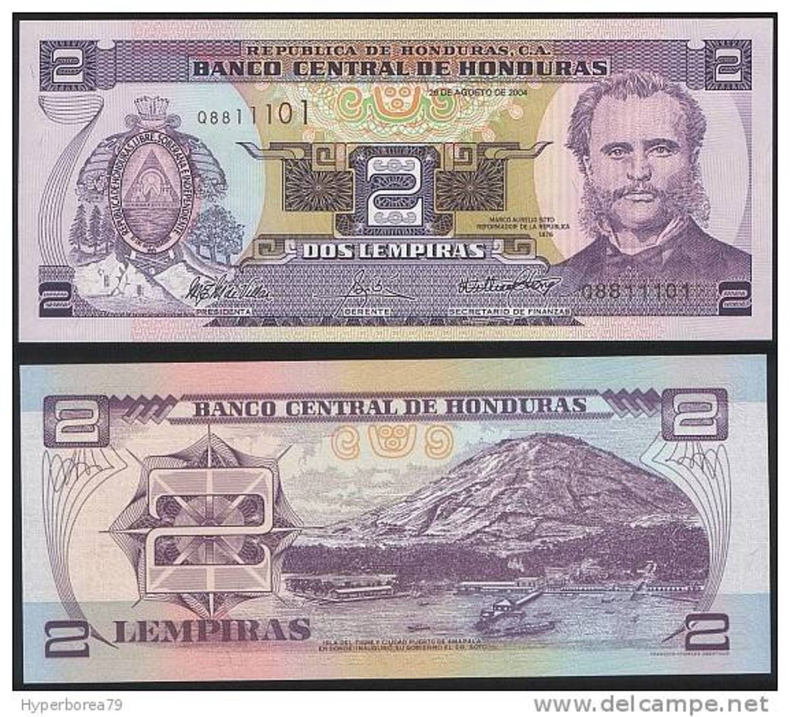 Honduras DEALER LOT ( 5 Pcs ) P 80A - 2 Lempiras 26.8.2004 - UNC - Honduras