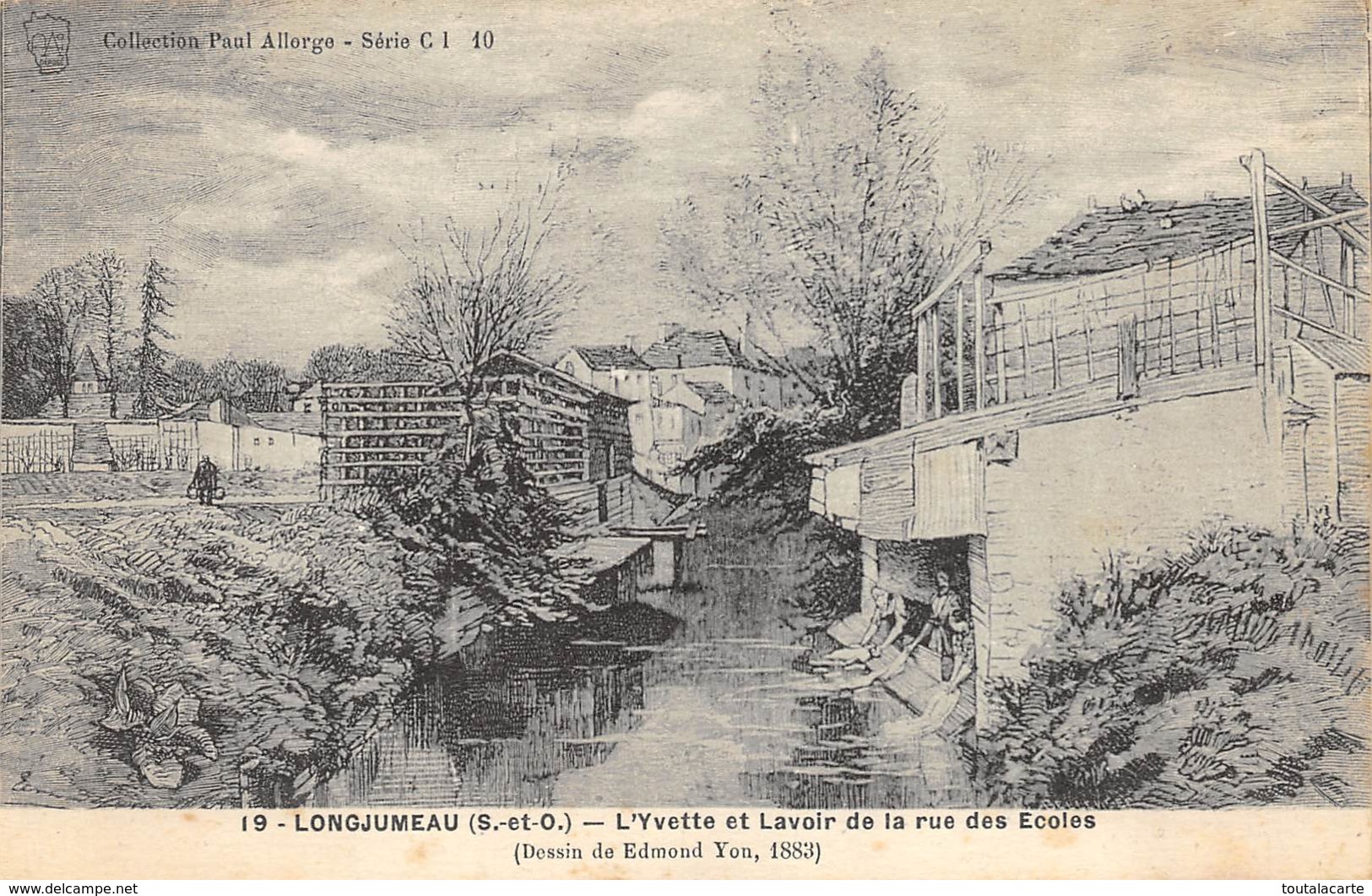 CPA 91 LONGJUMEAU L YVETTE ET LAVOIR DE LA RUE DES ECOLES - Longjumeau