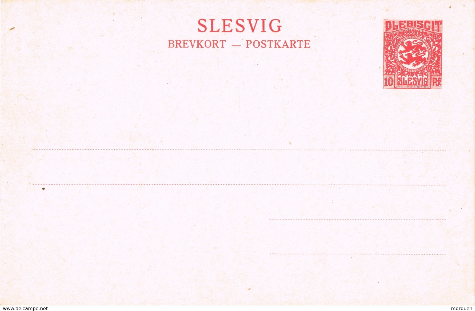 22035. Postkarte SLESVIG Plebiscite 10 Pf (Alemania Reich) Schleswig - Otros & Sin Clasificación