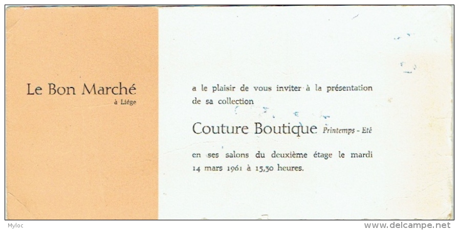 Buvard : Le Bon Marché à Liège. Couture Boutique 1961. - Autres & Non Classés