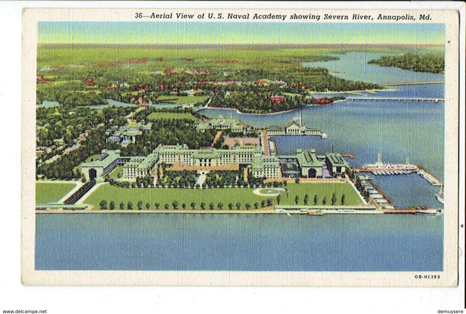 38180 AERIAL VIEW OF U.S. NAVAL ACANEMY SCHWING SEVERN RIVER ANNAPOLIS MD - Annapolis – Naval Academy