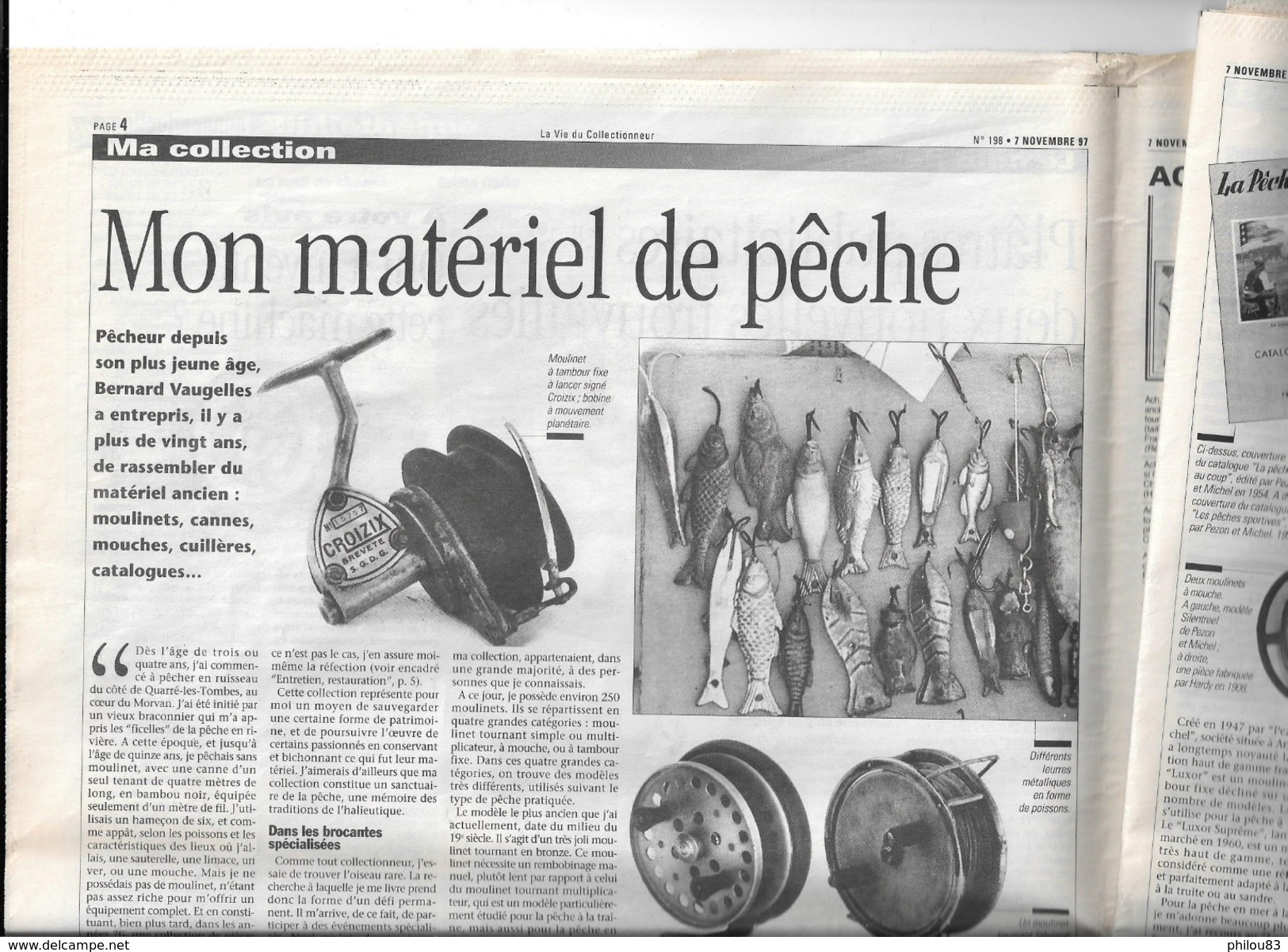 Ma Collection: Le Materiel De Peche - Article 2 Pages Extrait De "La Vie Du Collectionneur" - Matériel Et Accessoires