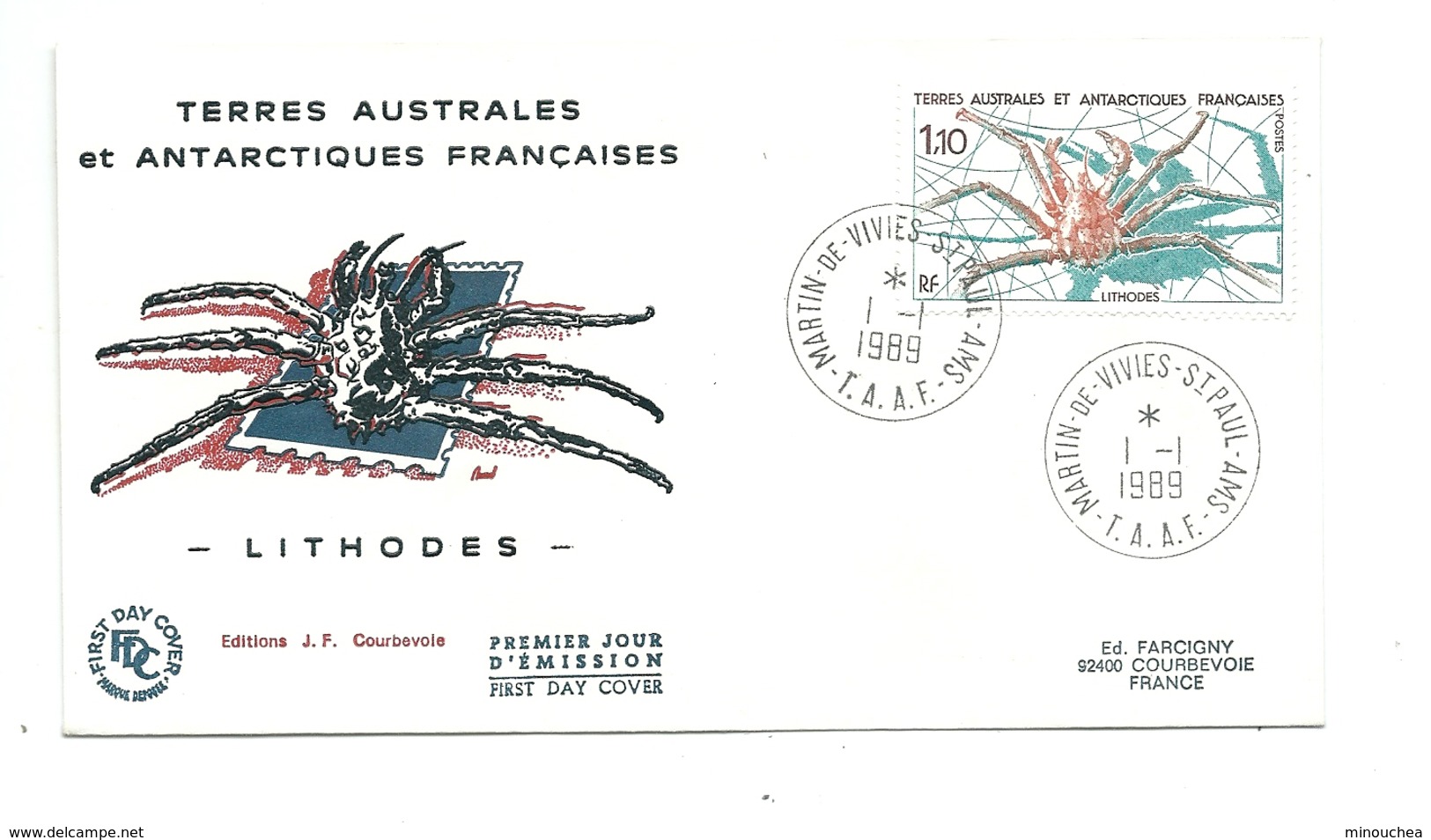 FDC Des TAAF - Lithodes - Année 1989 - FDC