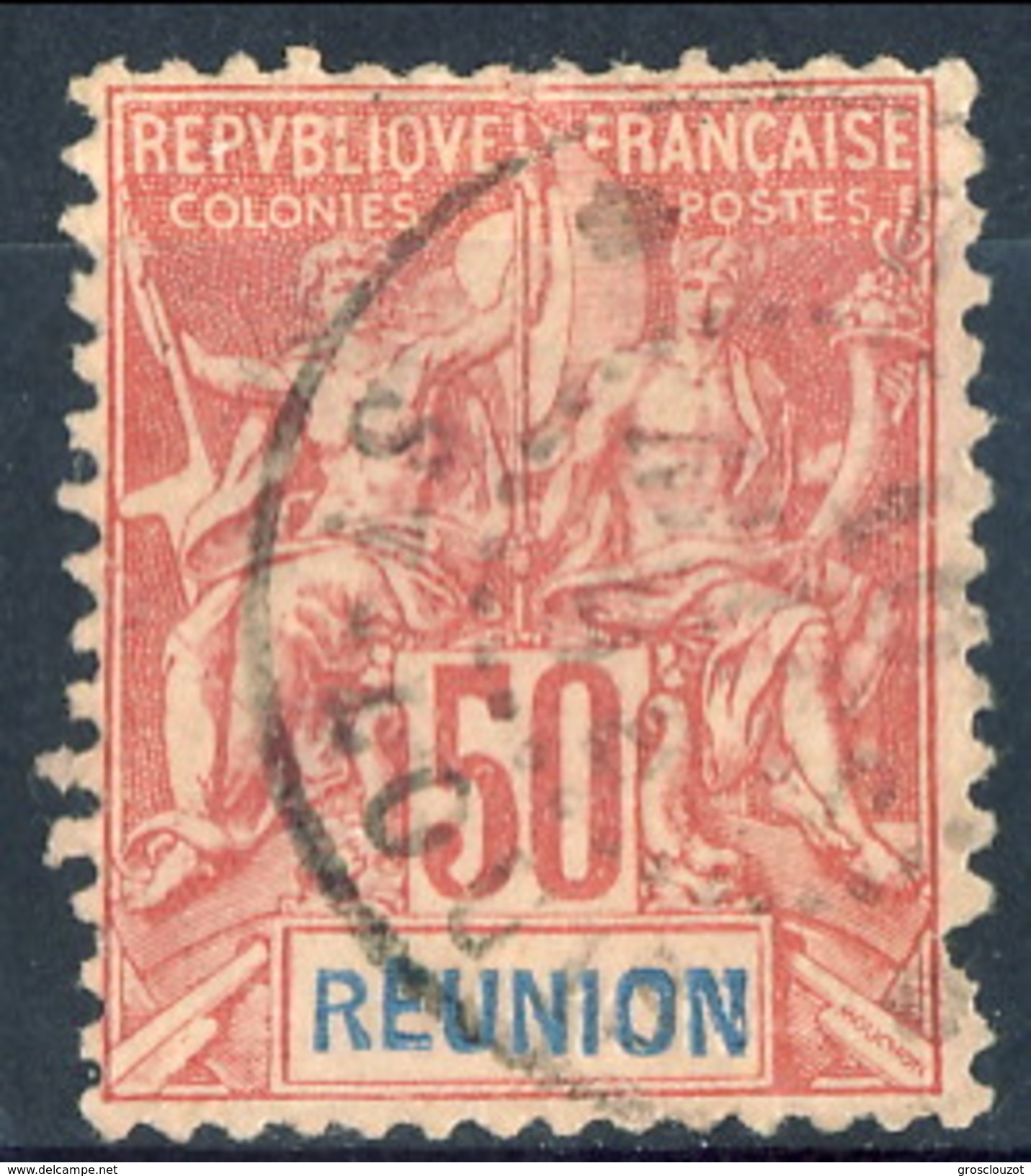 Reunion 1892 N. 42 C. 50 Rosa Usato Cat. &euro; 50 - Gebruikt