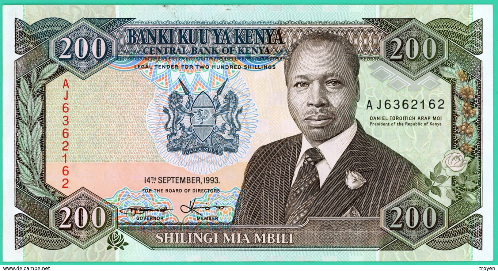 200 Shilings - Kenya - 14 Septembre 1993 - N° AJ6362162 - Sup - - Kenya