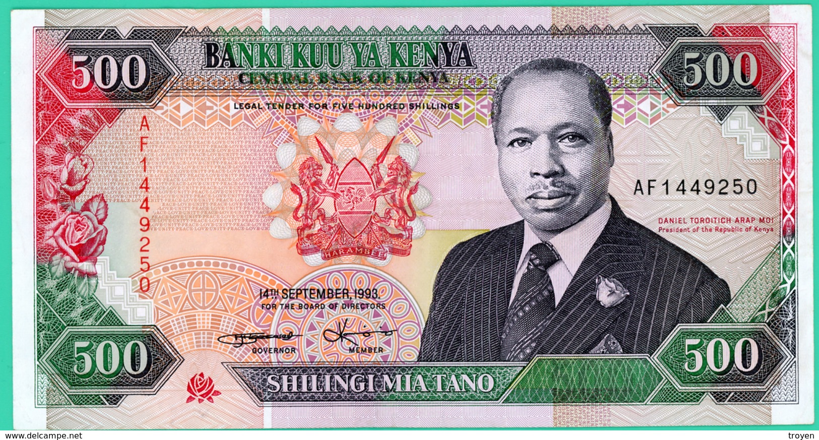 500 Shilings - Kenya - 14 Septembre 1993 - N° AF1449250 - Spl - - Kenya