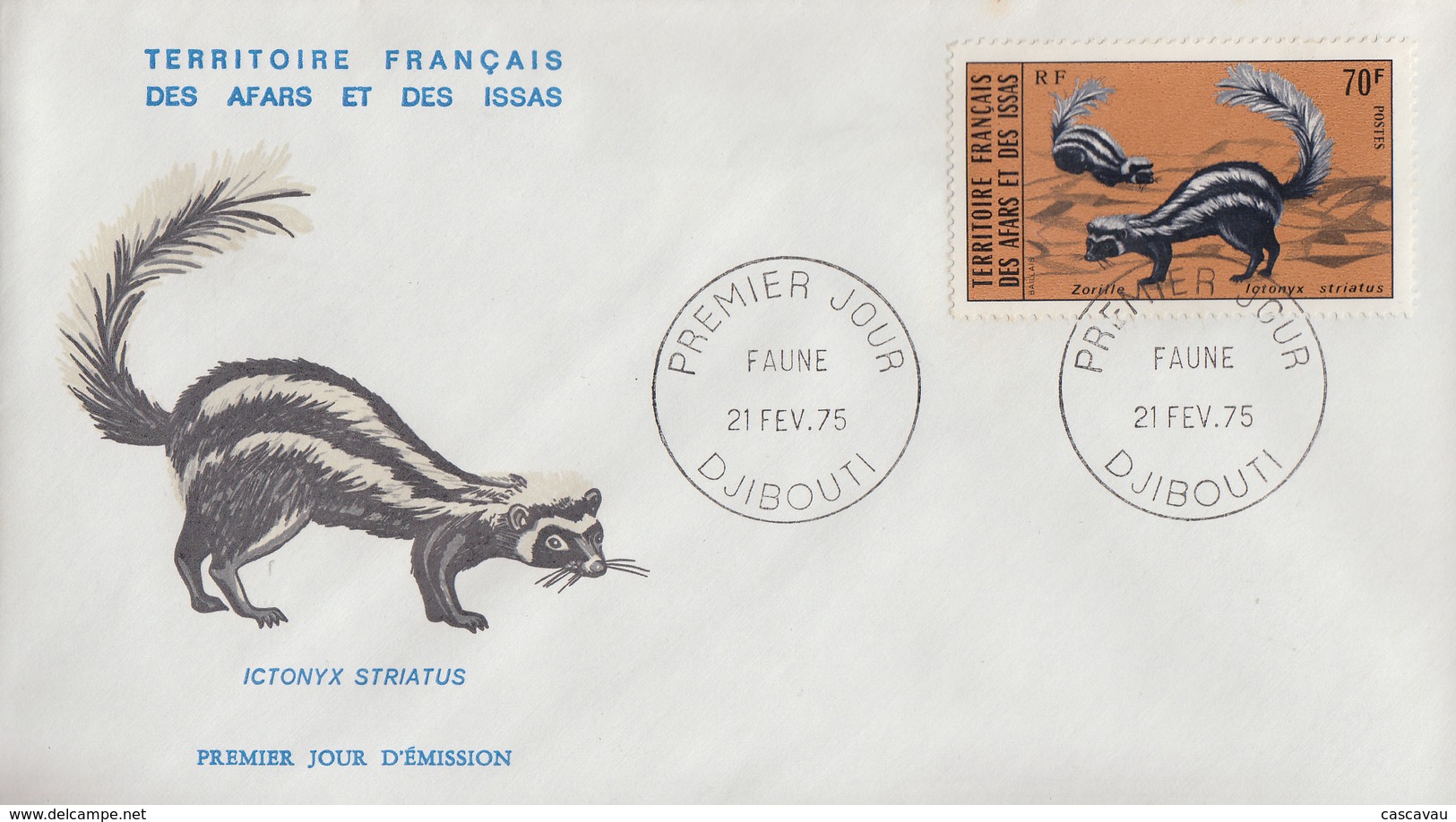 Enveloppe  FDC  1er  Jour  TERRITOIRE  FRANCAIS   Des   AFARS  Et  ISSAS   Faune   1975 - Other & Unclassified