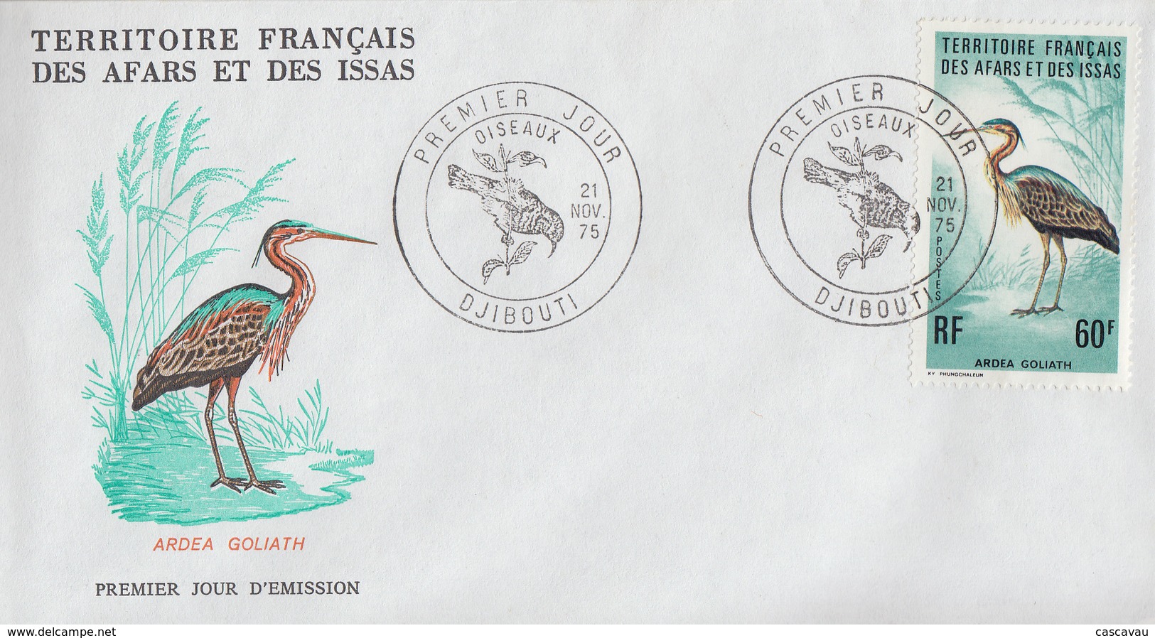 Enveloppe  FDC  1er  Jour  TERRITOIRE  FRANCAIS   Des   AFARS  Et  ISSAS     Oiseaux  1975 - Andere & Zonder Classificatie