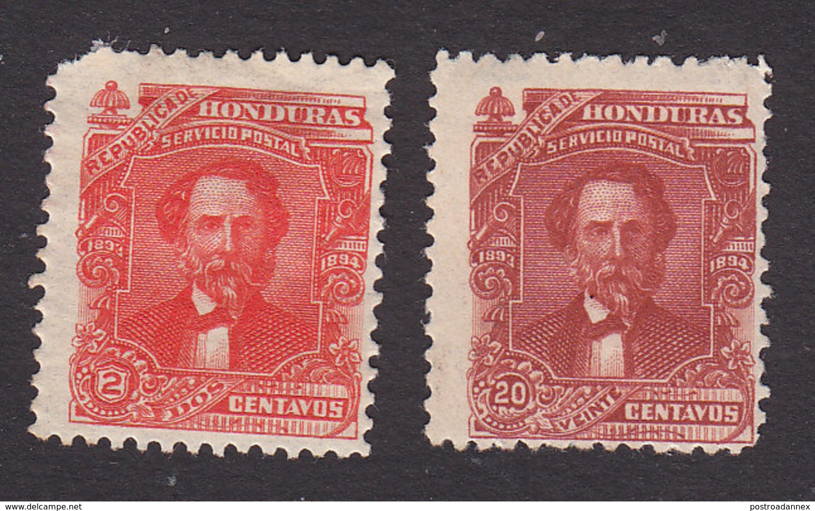 Honduras, Scott #77, 80, Mint Hinged, General Trinidad Cabanas, Issued 1893 - Honduras