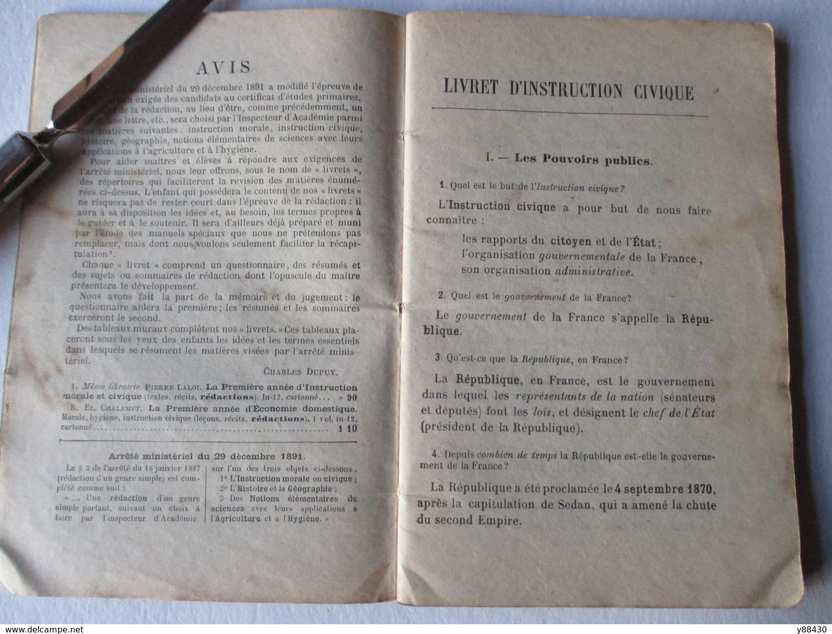 Livret De 1913 -  L'ANNEE DU CERTIFICAT D'ETUDES - Et D'INSTRUCTION CIVIQUE  - Voir Les 9 Photos - Decreti & Leggi