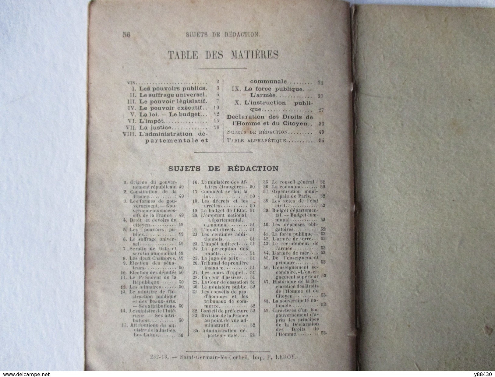 Livret de 1913 -  L'ANNEE DU CERTIFICAT D'ETUDES - et D'INSTRUCTION CIVIQUE  - voir les 9 photos