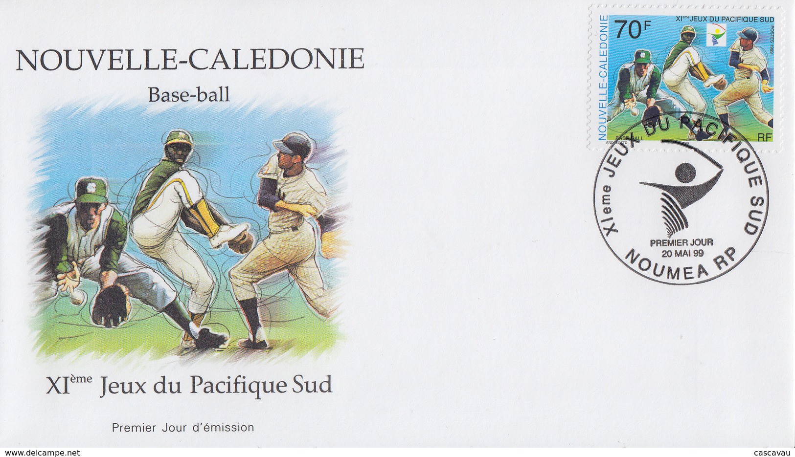 Enveloppe  FDC  1er  Jour   NOUVELLE  CALEDONIE     Base - Ball      XIéme  Jeux  Du   Pacifique  Sud    1999 - Béisbol