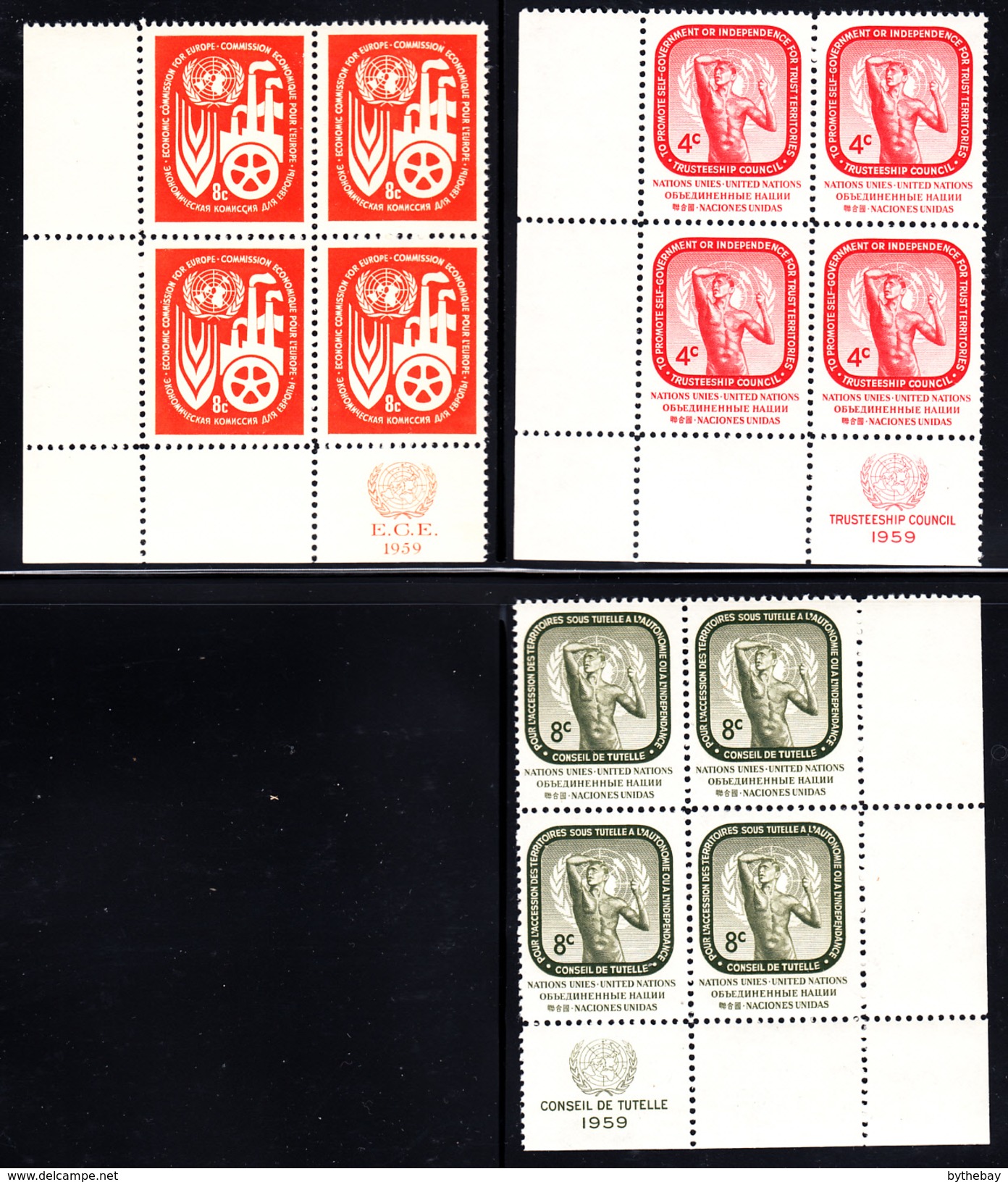 United Nations NY MNH Collection of 37 different Corner Blocks of 4 1950s Issues