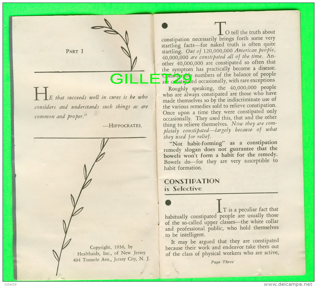 LIVRE - BOOK "THE TRUTH ABOUT INTERNAL CLEANLINESS " 1936 - BY VICTOR H. LINDLAHR, EDITOR JOURNAL OF LIVING - 28 PAGES - - Alternative Medizin