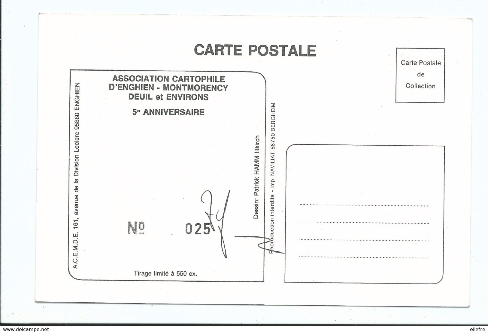 CPM  Patrick Hamm - 5ème Anniversaire Association D' Enghein - Montmorency Deuil 95 - Signé 025/ 500 Exp Cygne Chevre - Hamm