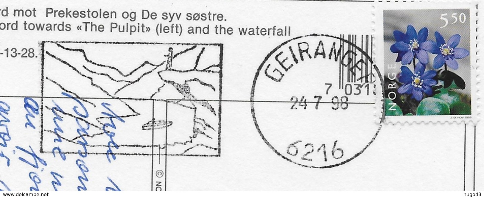 (RECTO / VERSO)  NORGE - GEIRANGER FJORD MOT - BEAU TIMBRE ET FLAMME - CPM GF VOYAGEE - Norvège