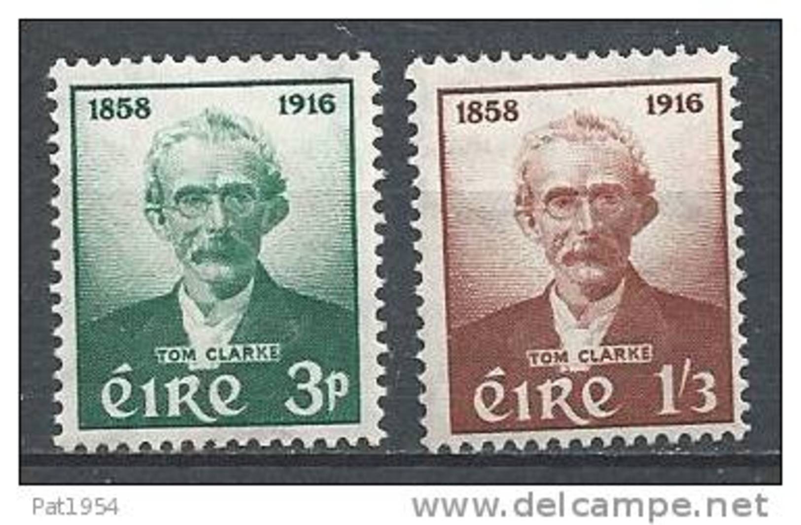 Irlande 1958 N°136/137 Neufs ** Le Patriote Thomas J. Clarke - Unused Stamps