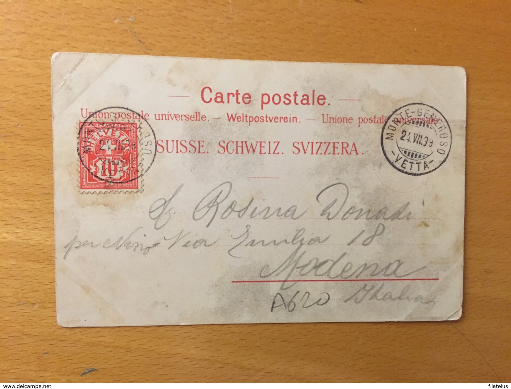 CARTOLINA POSTALE-MONTE-GENEROSO-VETTA-24-7-1899 - Storia Postale